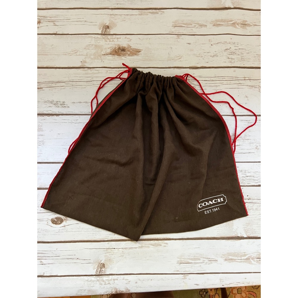 Coach Dust Bag Brown Red Drawstring Logo Large 19x16 OS